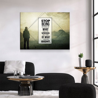 Stop Being Afraid Canvas Wall Art, Motivational Decor