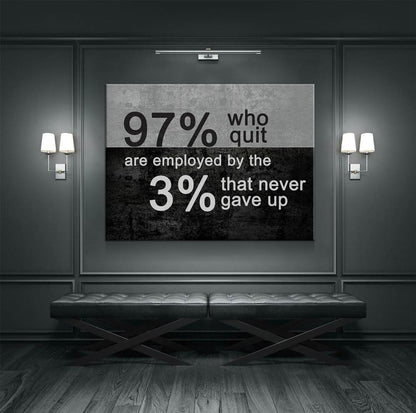 97 Percent Who Quit Motivational Canvas Wall Art