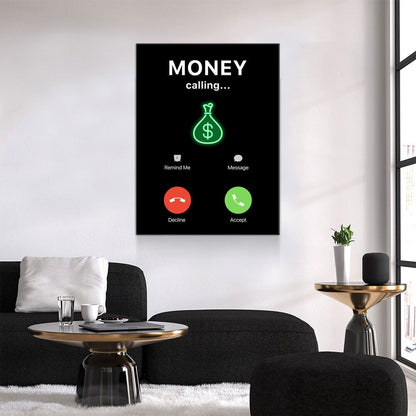 Money Calling Canvas Wall Art, Hustle Office Decor