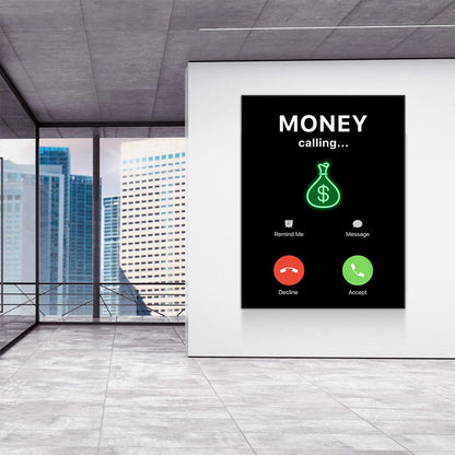 Money Calling Canvas Wall Art, Hustle Office Decor