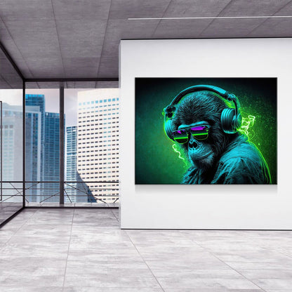 Party Monkey DJ Canvas Wall Art, Fun Abstract Decor