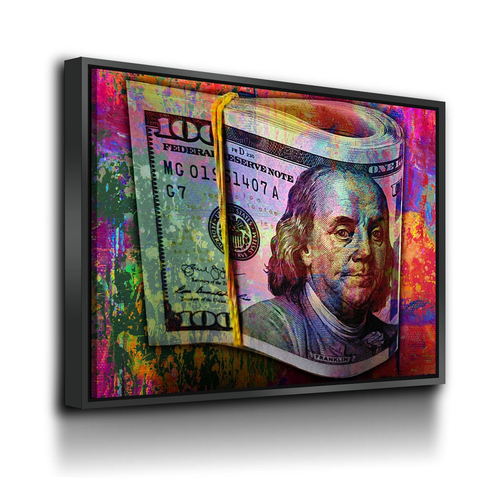 Graffiti Bills Canvas Wall Art, Abstract Money Print