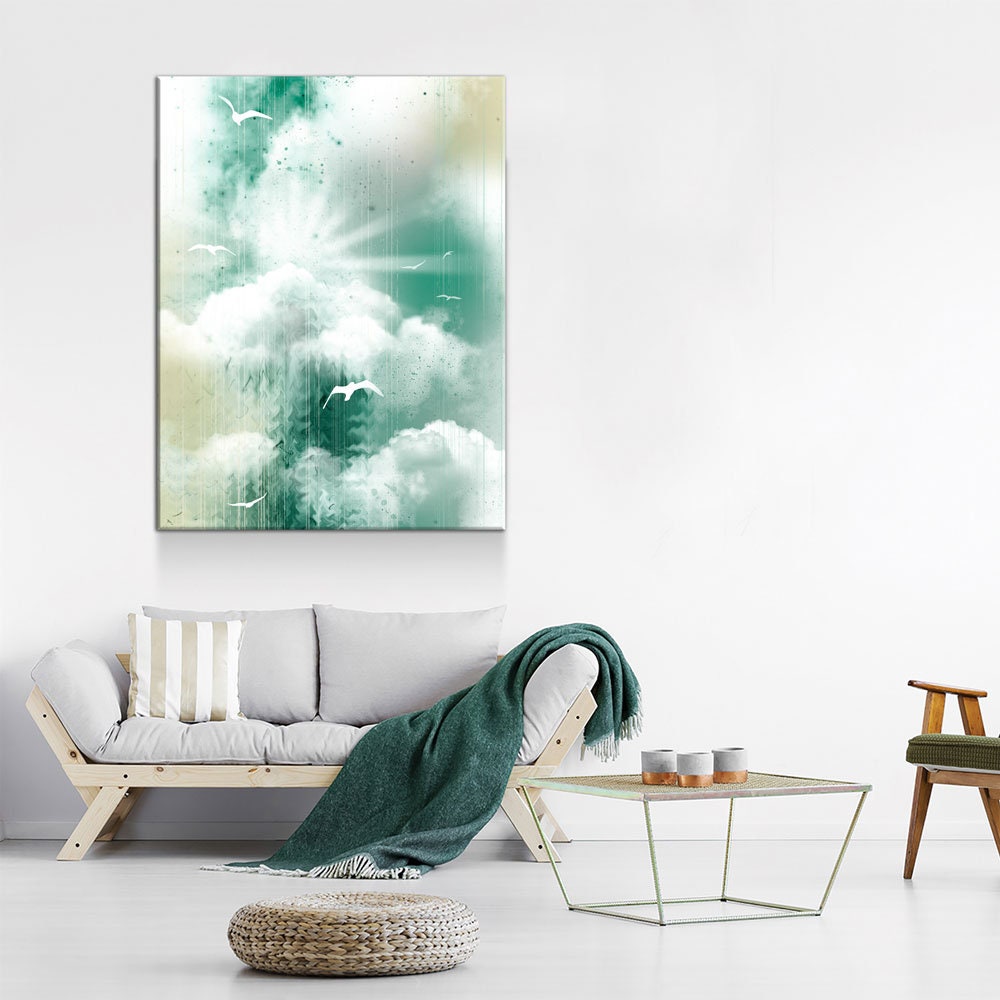 Morning Glory Coastal Seagulls Canvas Wall Art