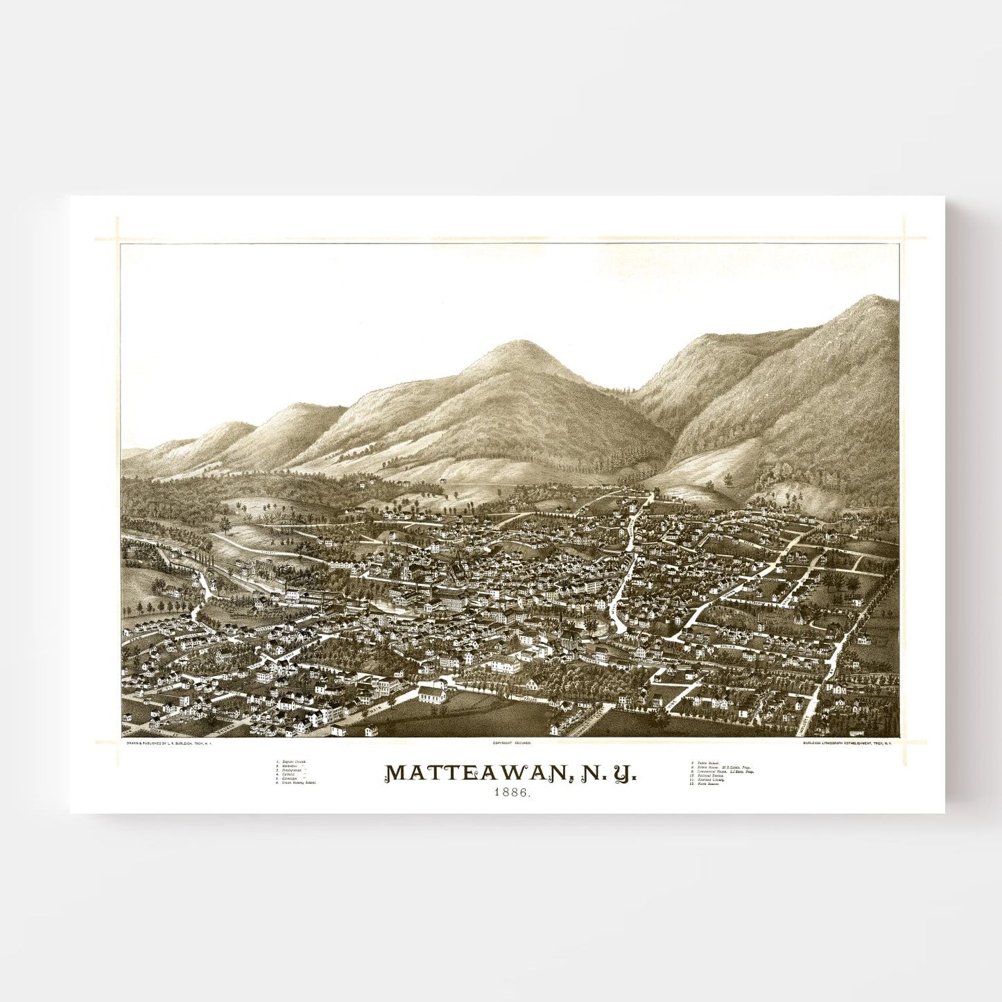 Vintage Map of Matteawan, New York, 1886