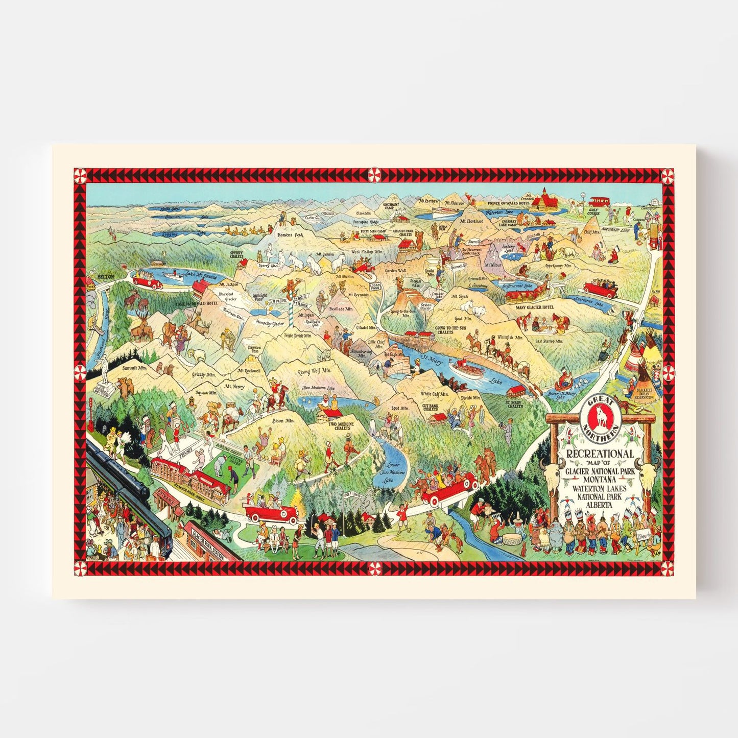 Vintage Map of Glacier National Park, 1925 No. 2