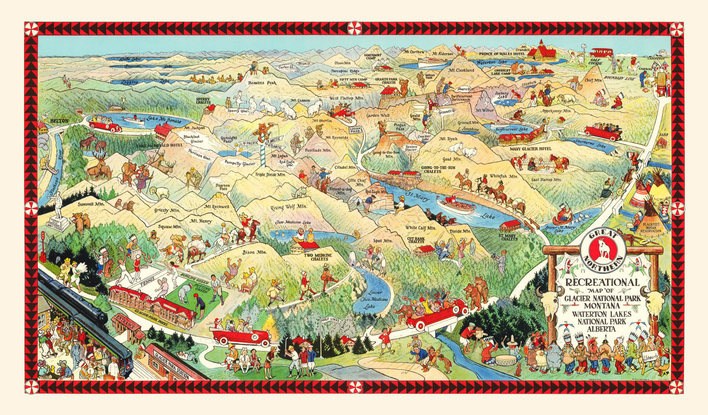 Vintage Map of Glacier National Park, 1925 No. 2