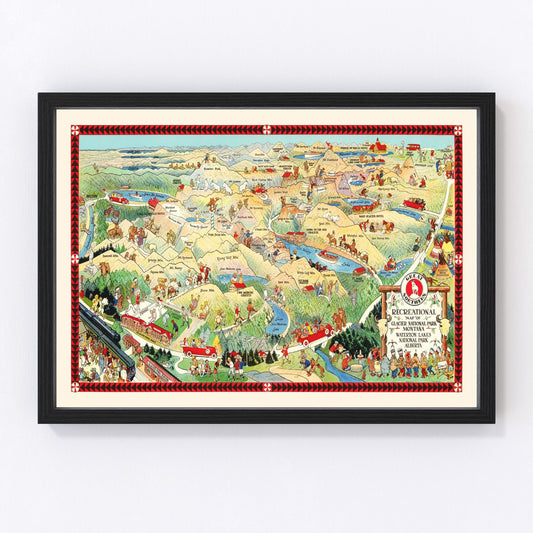 Vintage map of Glacier National Park, Montana, 1925