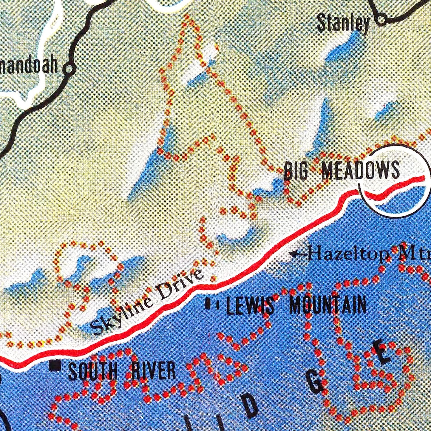 Vintage Map of Shenandoah National Park, Virginia, 1947
