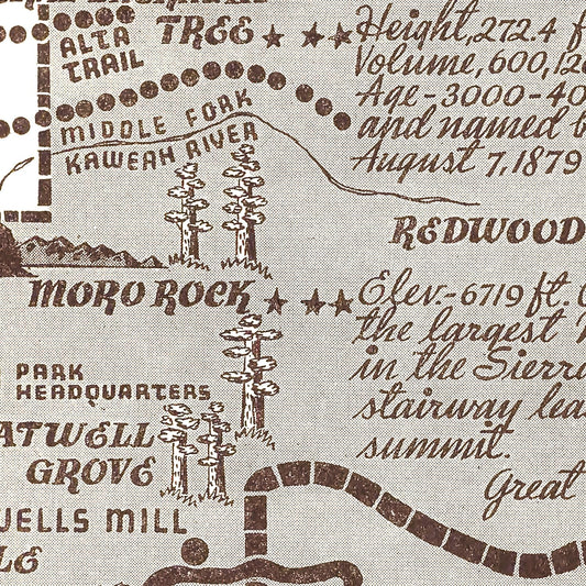 Vintage Map of Sequoia and General Grant National Parks, 1937