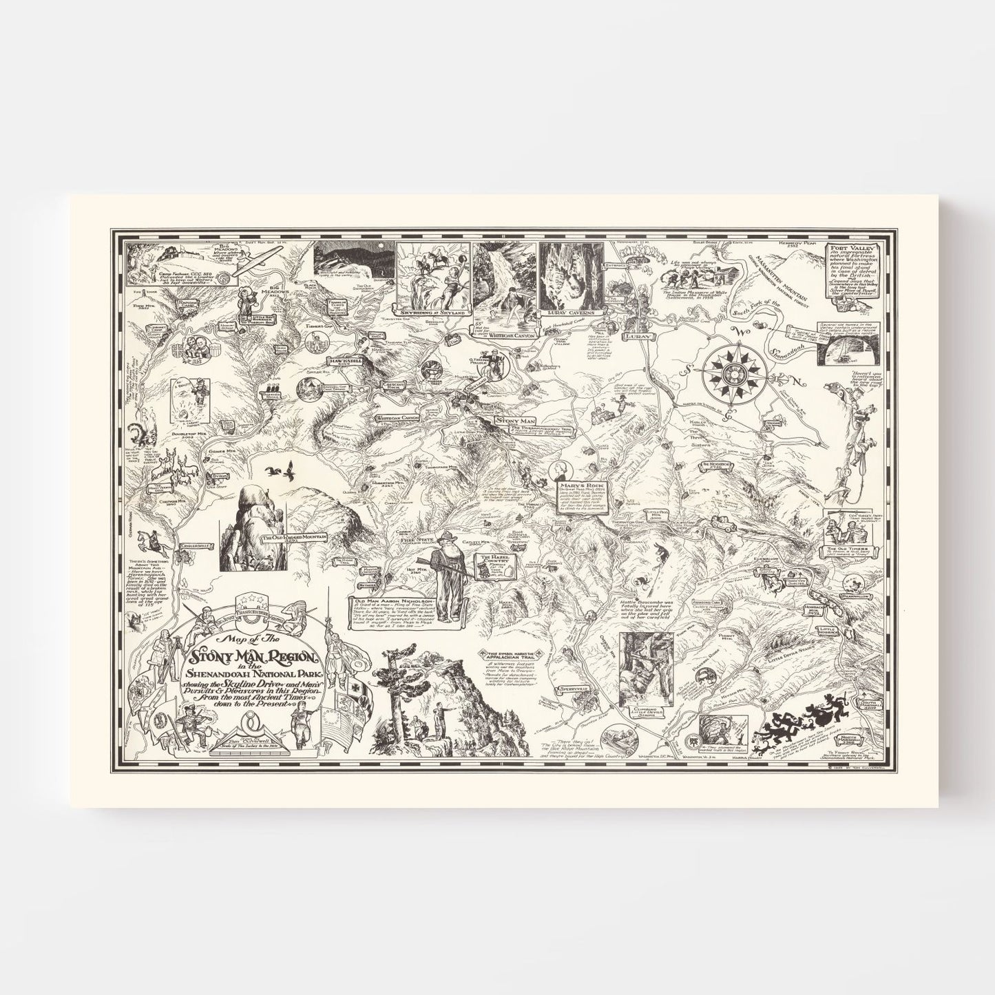 Vintage Map of Stony Man, Shenandoah National Park, Virginia, 1935