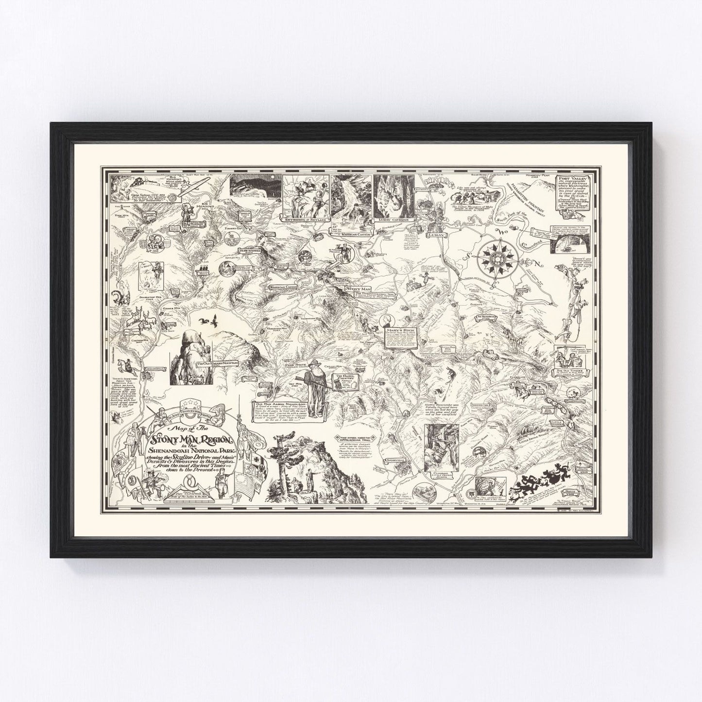 vintage map of Stony Man, Shenandoah National Park, Virginia, 1935