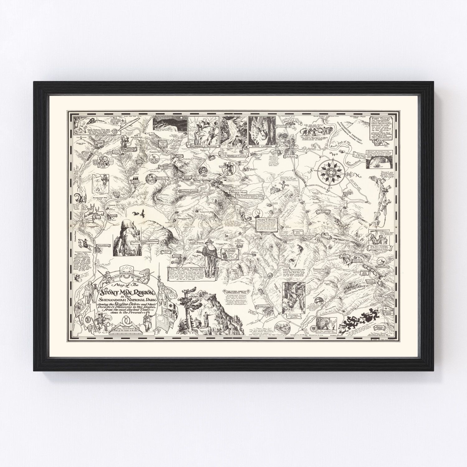 vintage map of Stony Man, Shenandoah National Park, Virginia, 1935