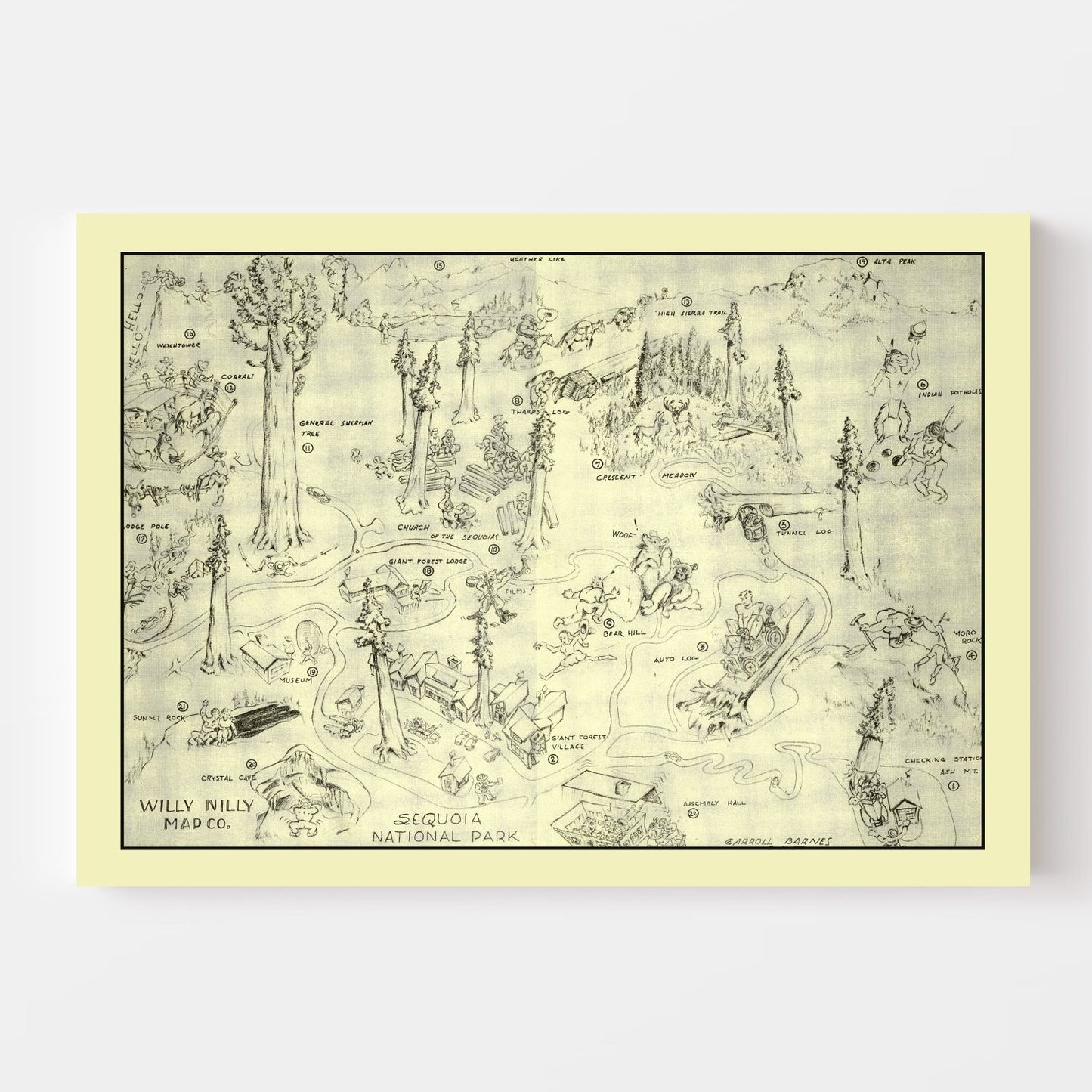Vintage Map of Sequoia National Park, 1945