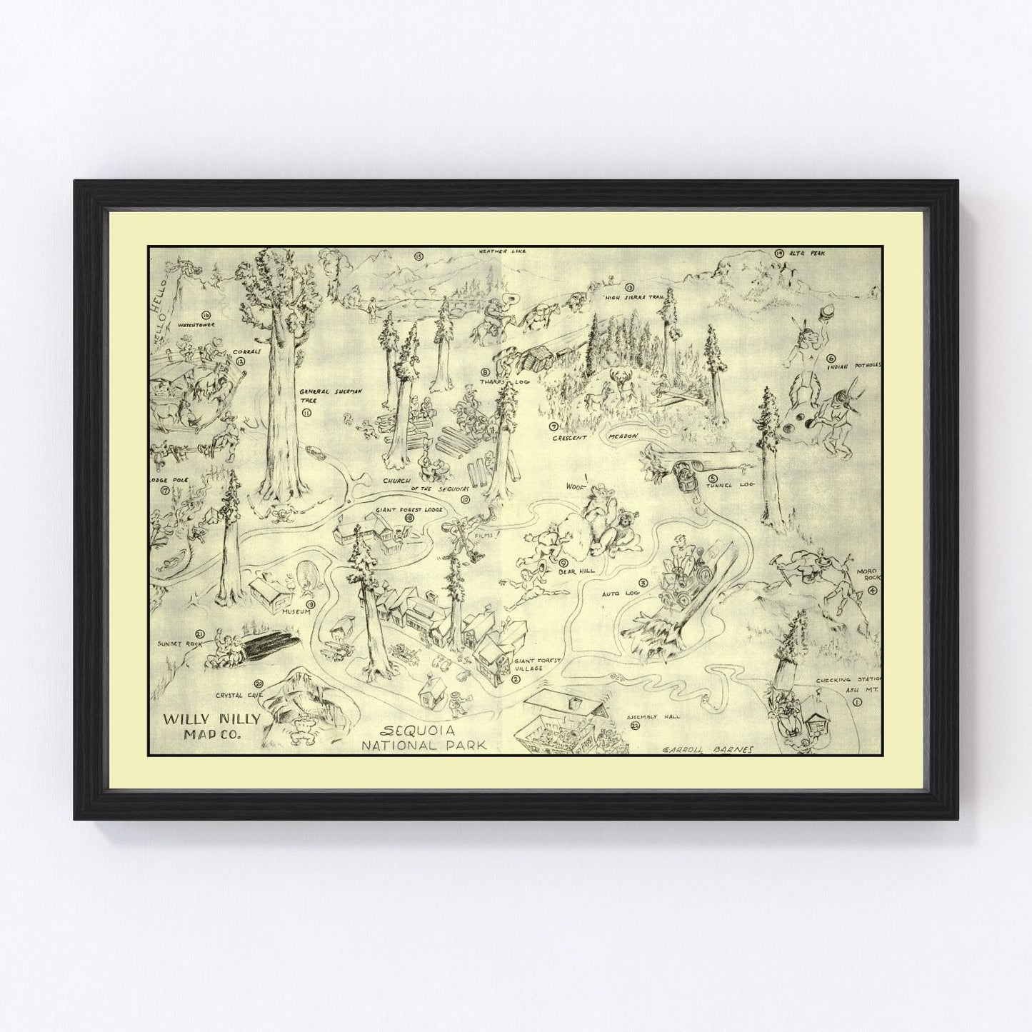 Vintage map of Sequoia National Park, 1945