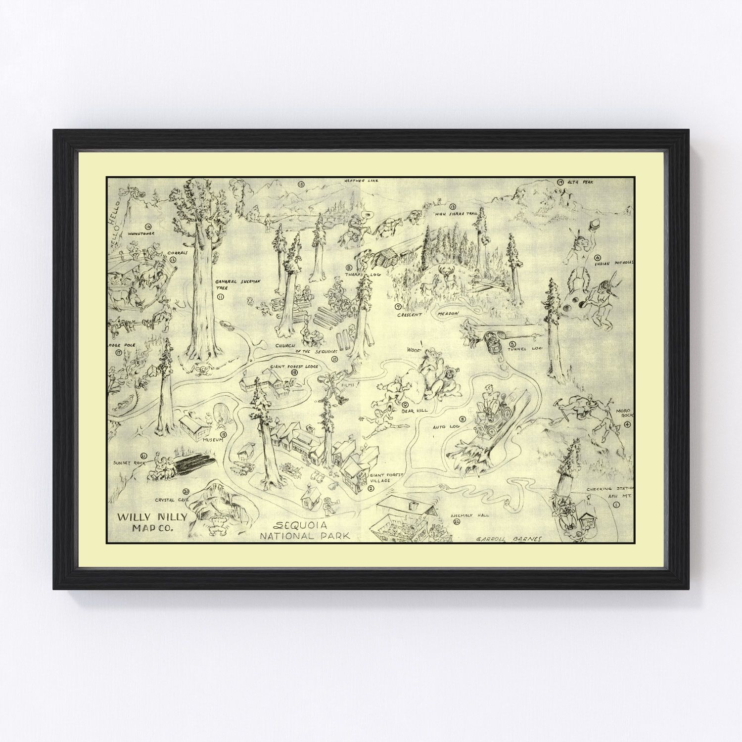 Vintage map of Sequoia National Park, 1945
