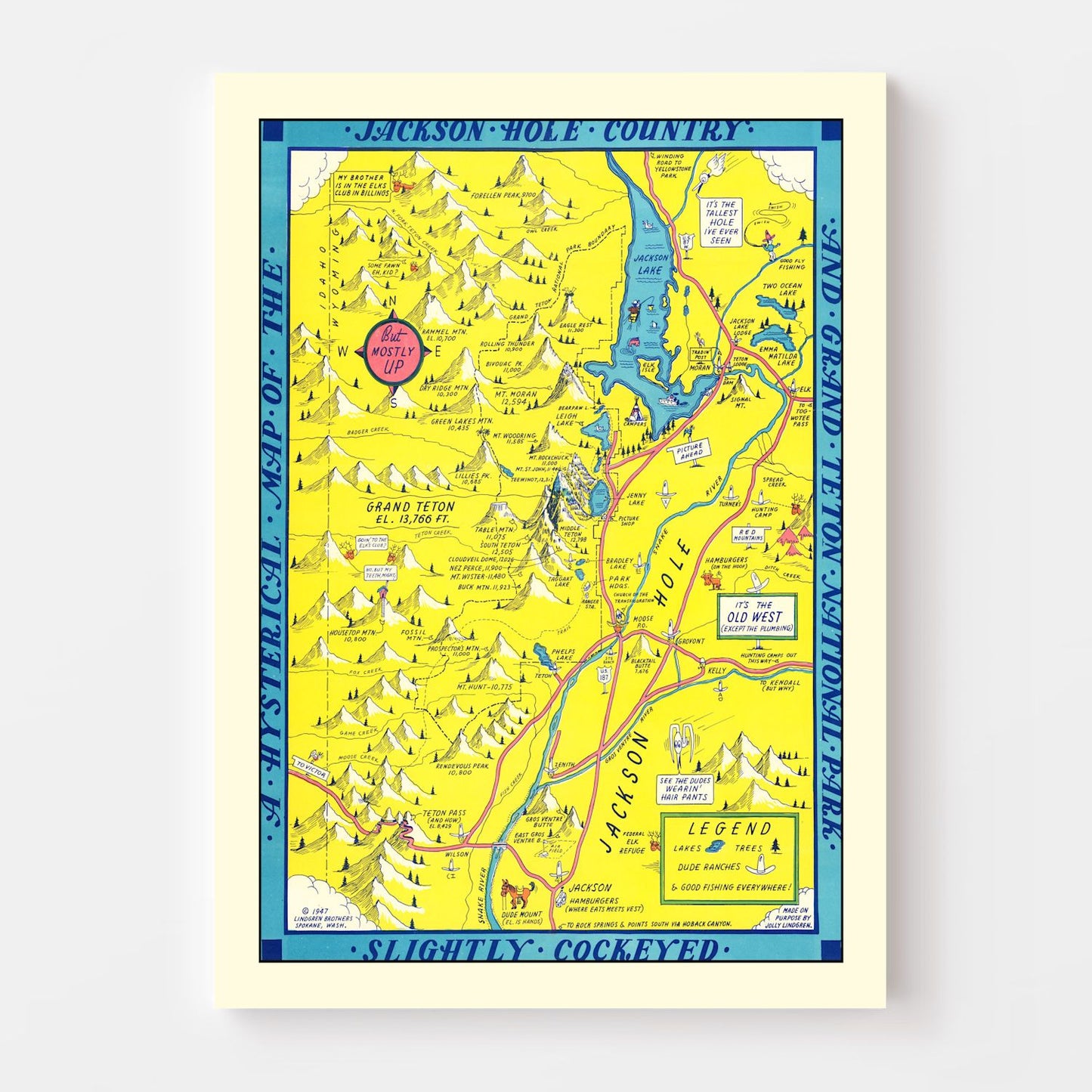 Vintage Map of Jackson Hole & Grand Teton National Park, 1947