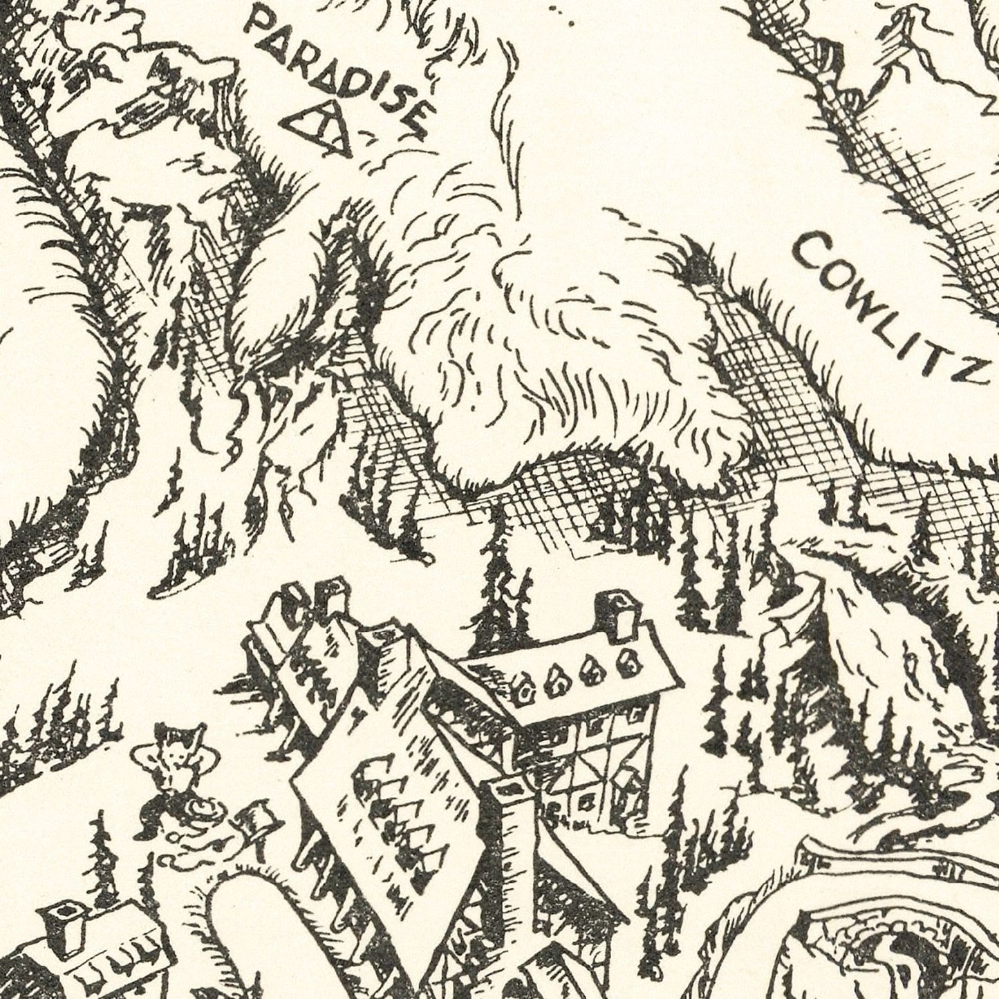 Vintage Map of Mt. Rainier National Park, Washington, 1946