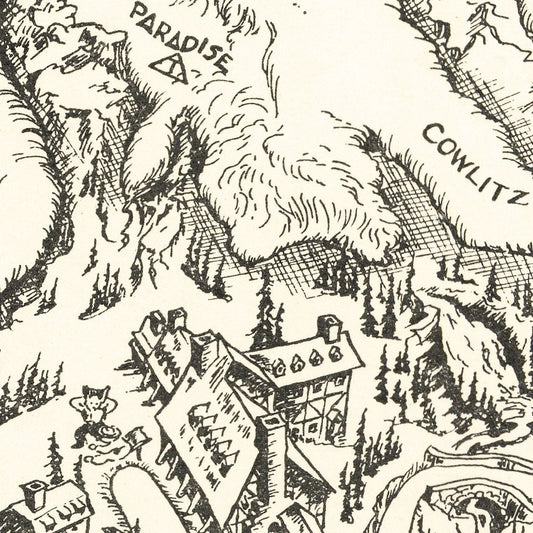 Vintage Map of Mt. Rainier National Park, Washington, 1946