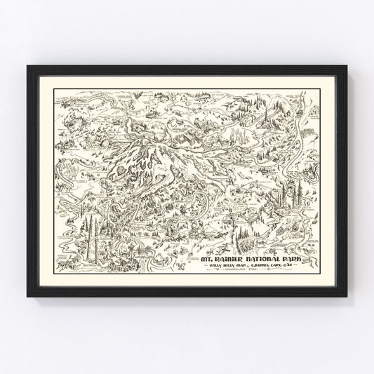 vintage map of Mt. Rainier National Park, Washington, 1946