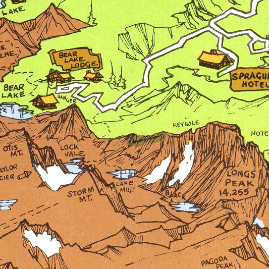 Vintage Map of Rocky Mountain National Park, Estes Park, 1948