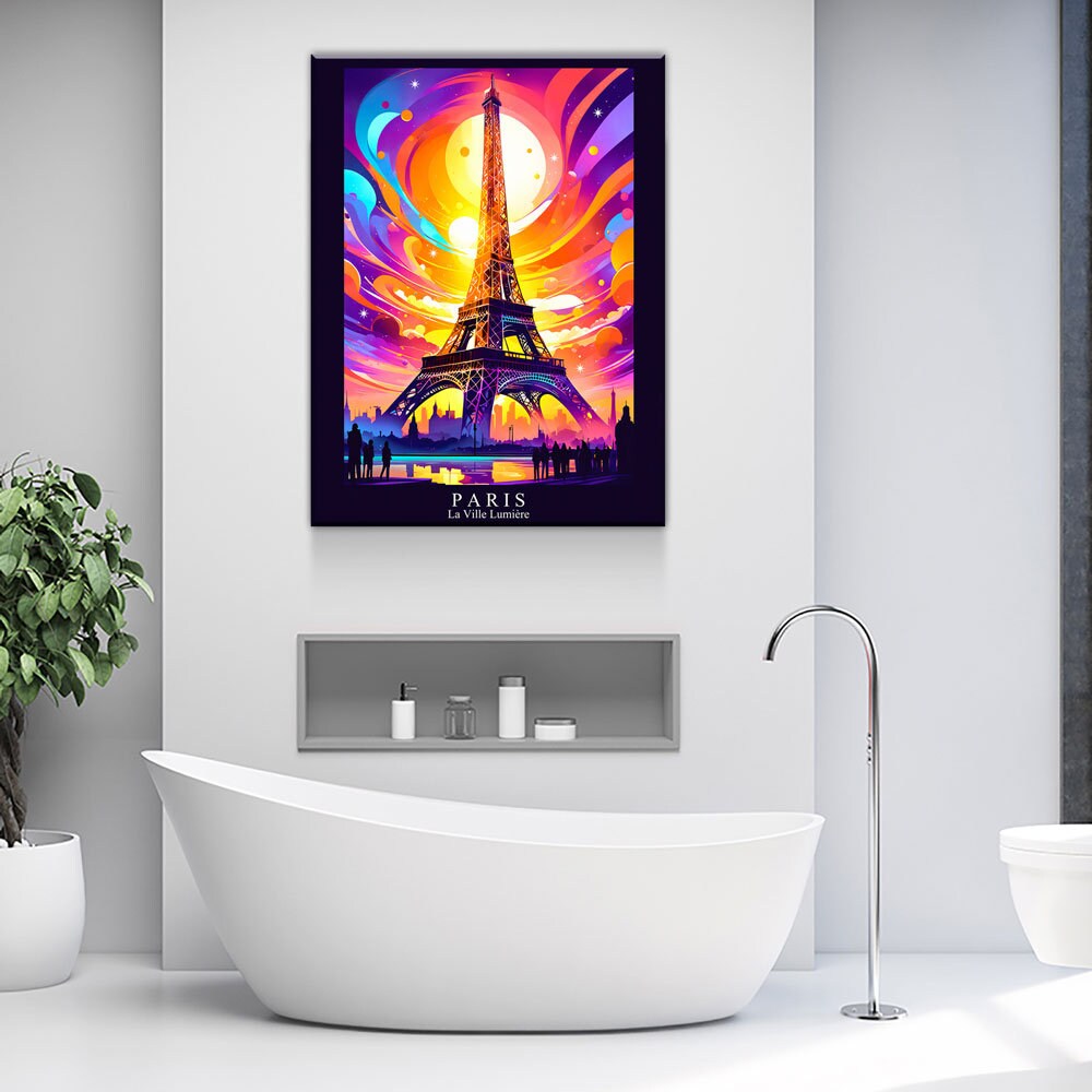 Paris City Of Light Canvas Wall Art - Abstract Print