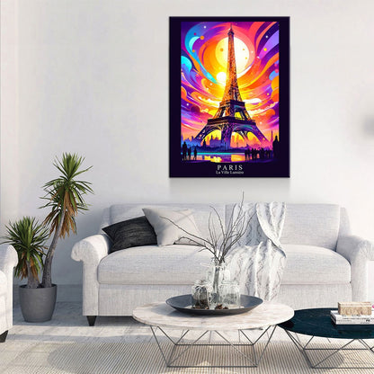 Paris City Of Light Canvas Wall Art - Abstract Print