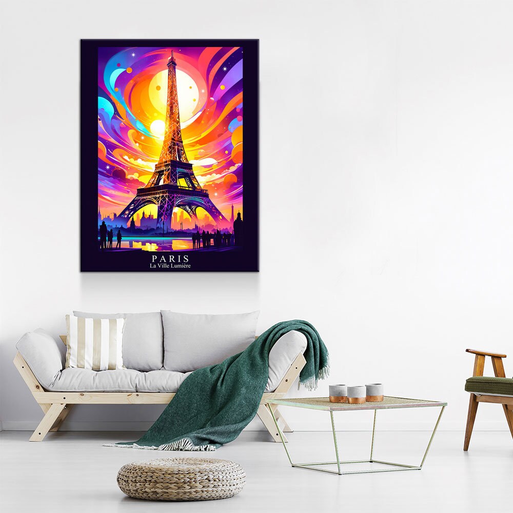 Paris City Of Light Canvas Wall Art - Abstract Print