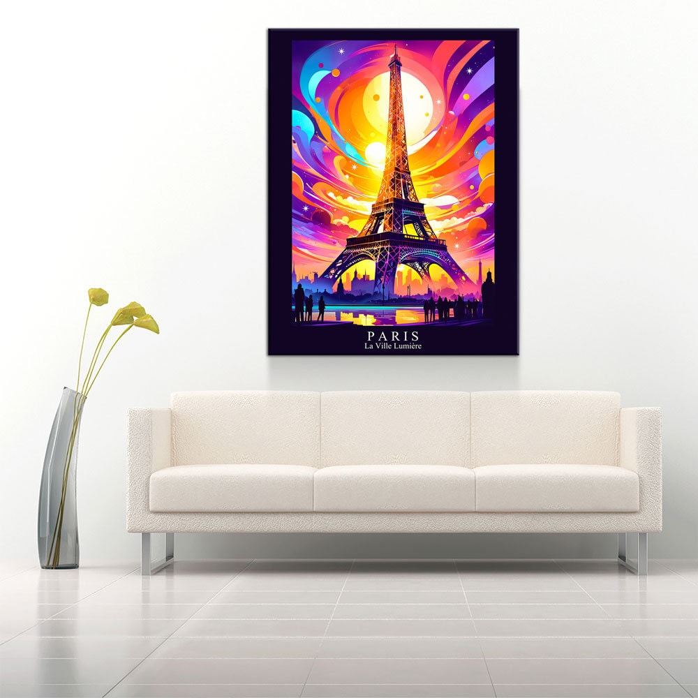 Paris City Of Light Canvas Wall Art - Abstract Print