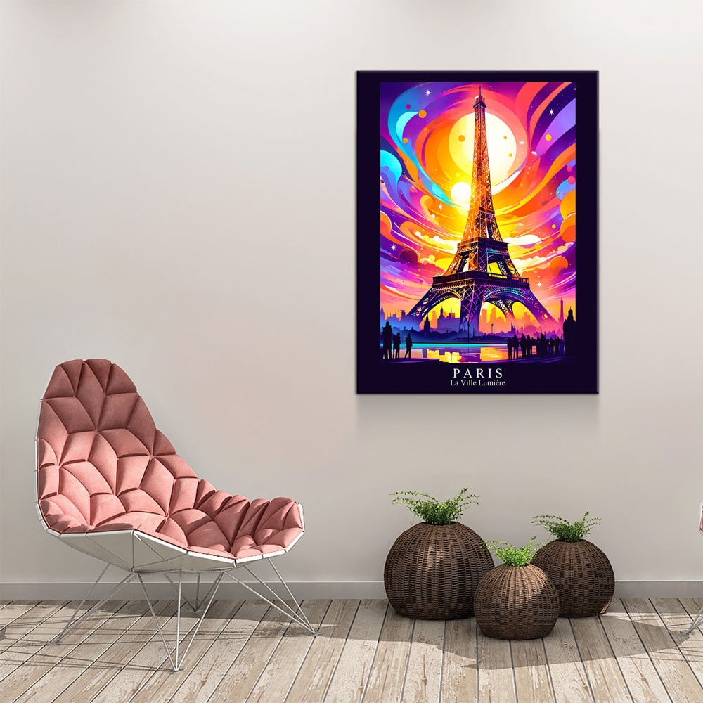 Paris City Of Light Canvas Wall Art - Abstract Print
