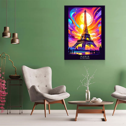 Paris City Of Light Canvas Wall Art - Abstract Print