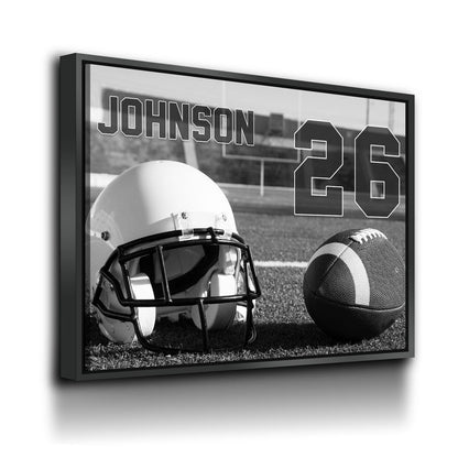 Personalized Football Name & Number Canvas Wall Art