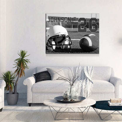 Personalized Football Name & Number Canvas Wall Art