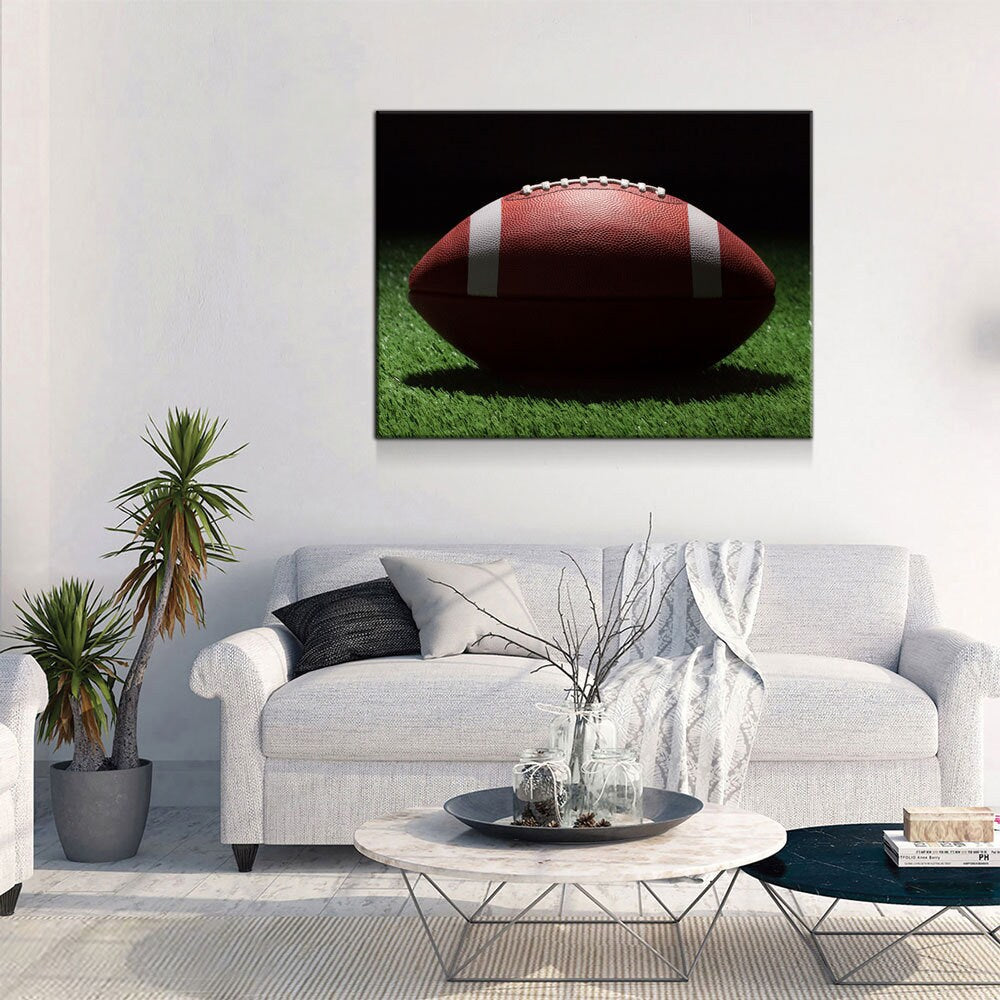 Football On The Field Canvas Wall Art - Game Day Decor