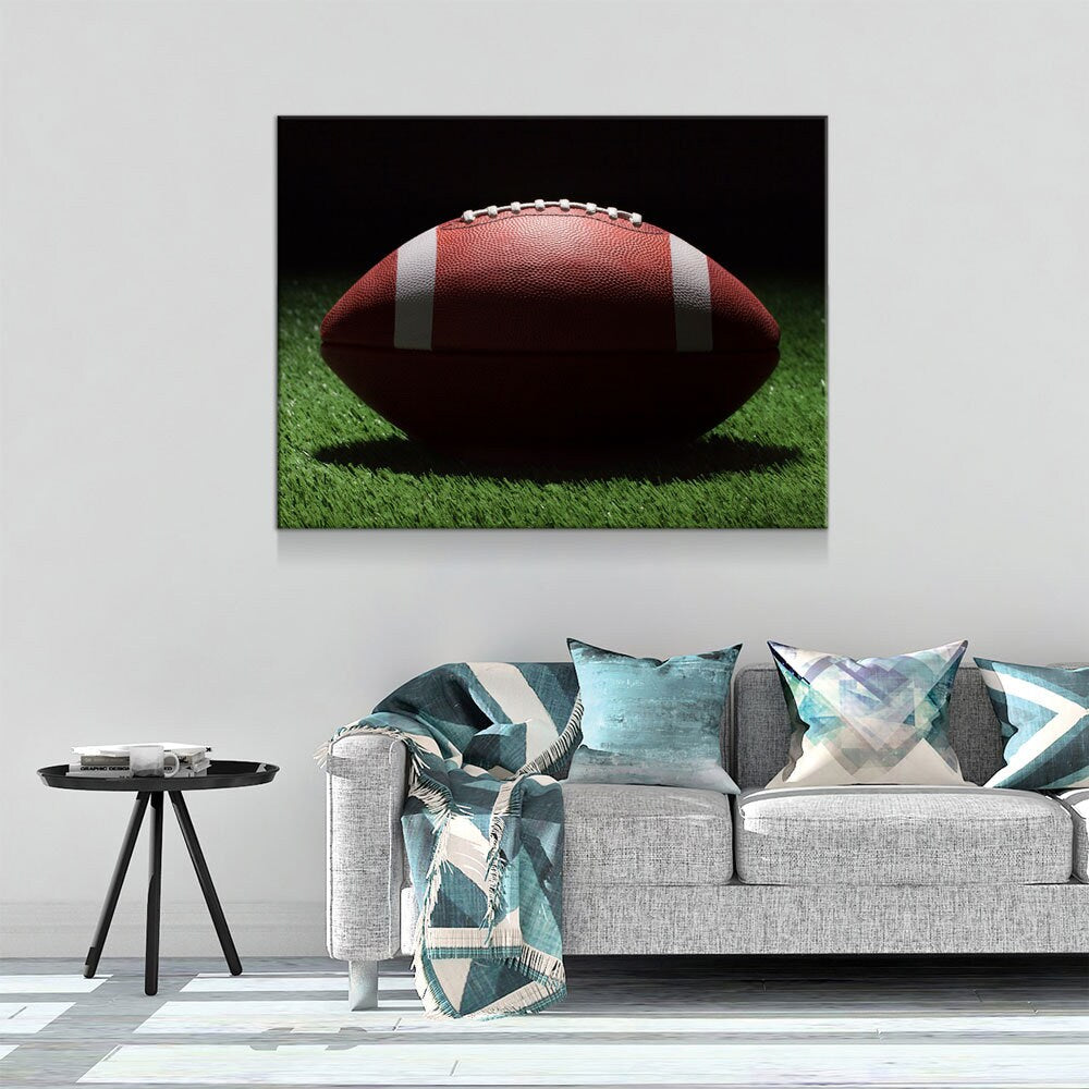 Football On The Field Canvas Wall Art - Game Day Decor