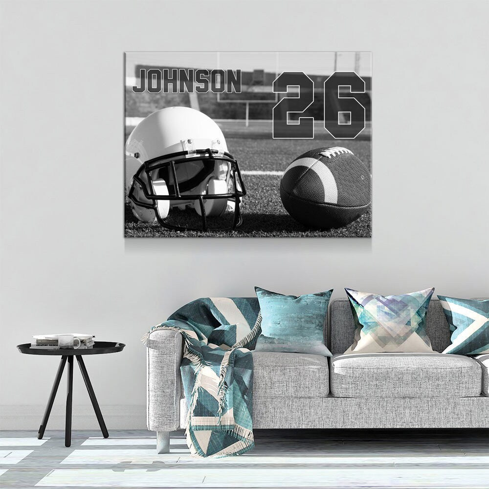 Personalized Football Name & Number Canvas Wall Art