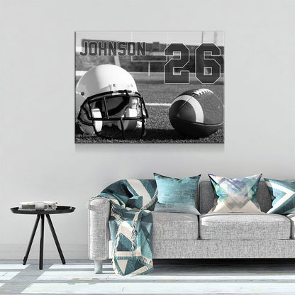 Personalized Football Name & Number Canvas Wall Art
