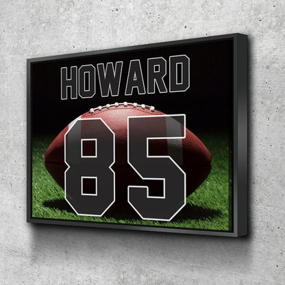 Personalized football name and number canvas wall art