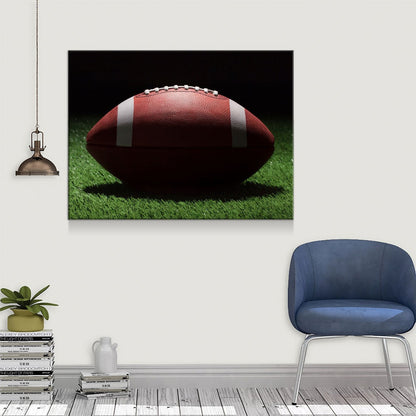 Football On The Field Canvas Wall Art - Game Day Decor