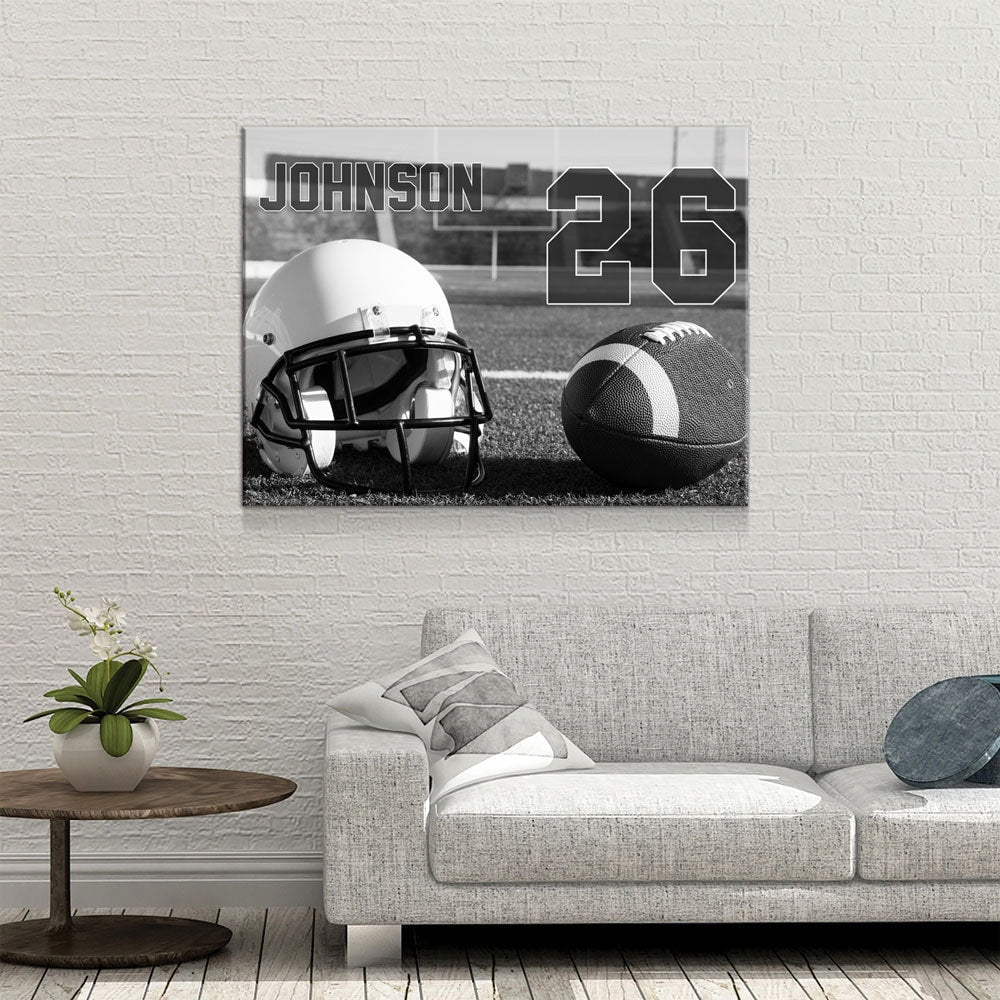 Personalized Football Name & Number Canvas Wall Art