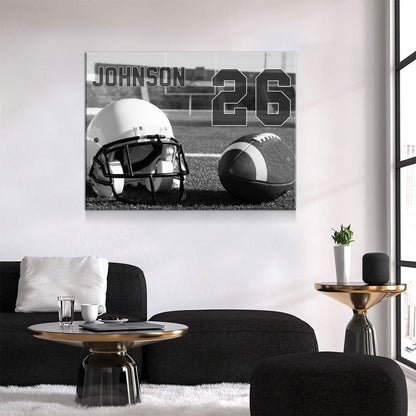 Personalized Football Name & Number Canvas Wall Art