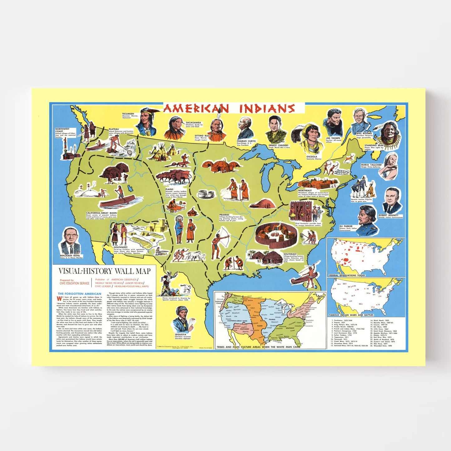 Vintage Map of the United States, 1966