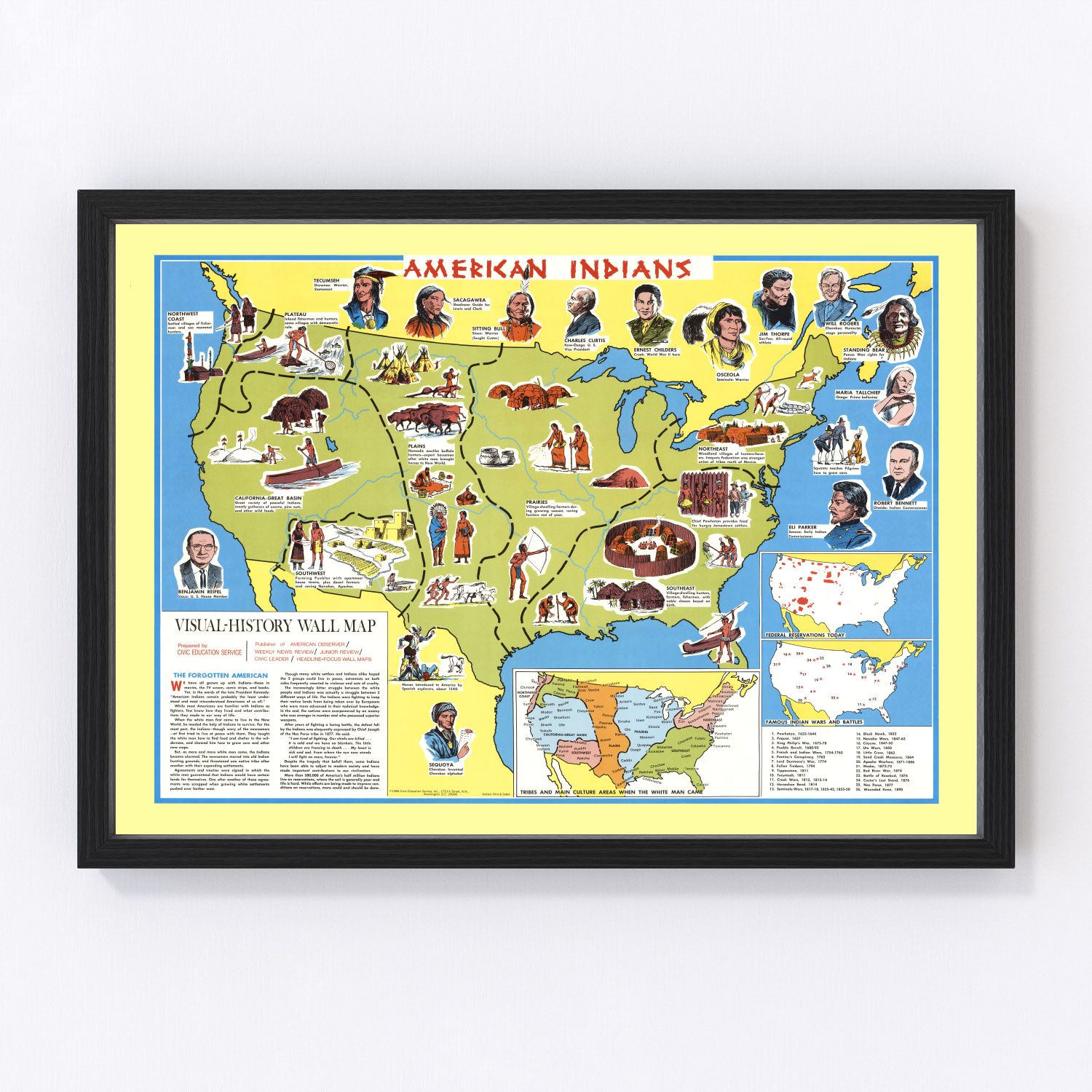 Vintage map of the United States, 1966