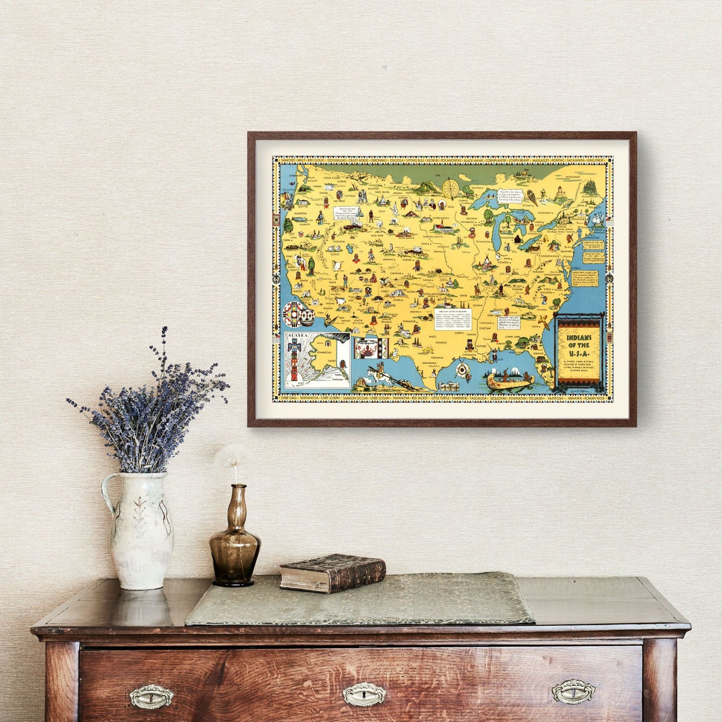Vintage Map of the United States, 1944