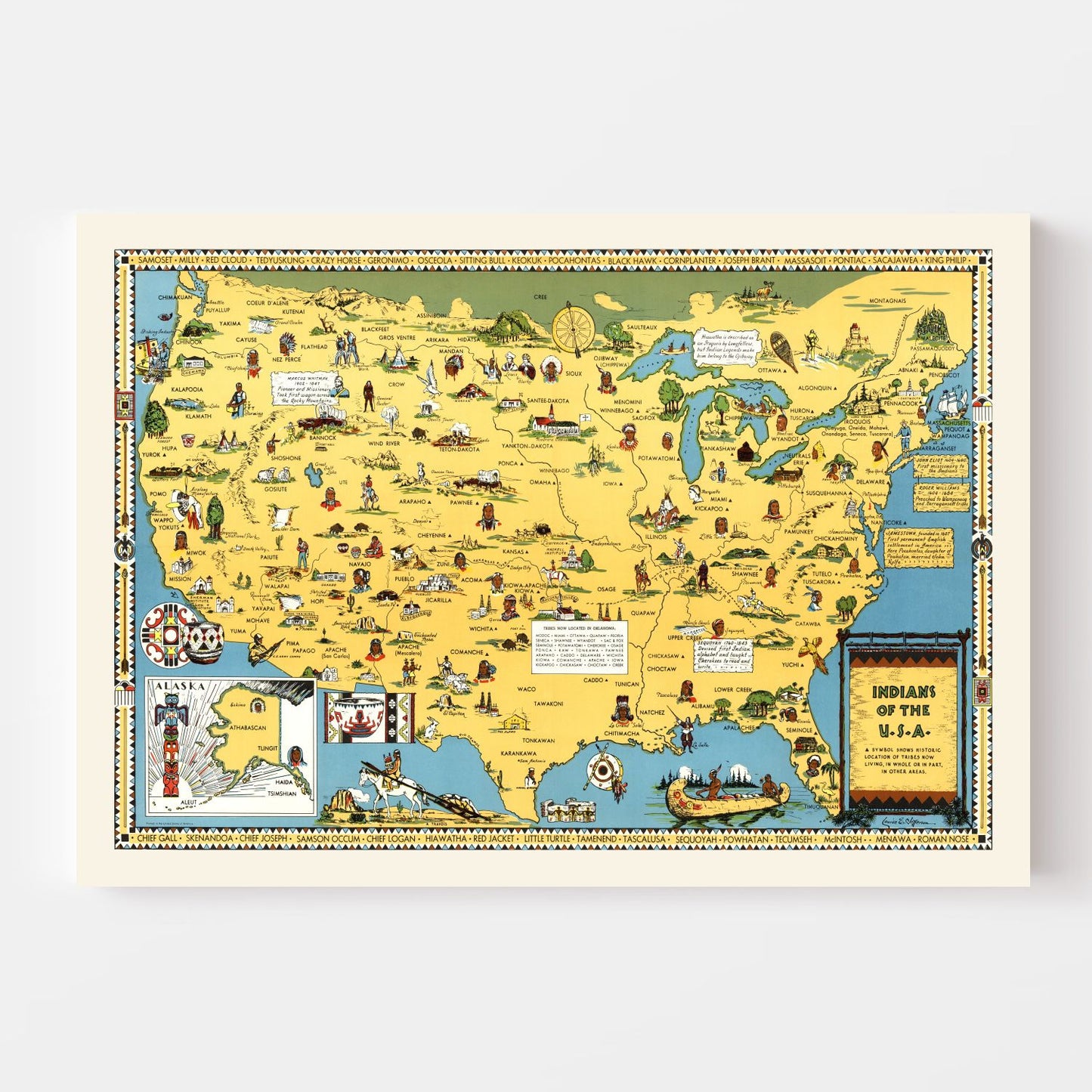 Vintage Map of the United States, 1944