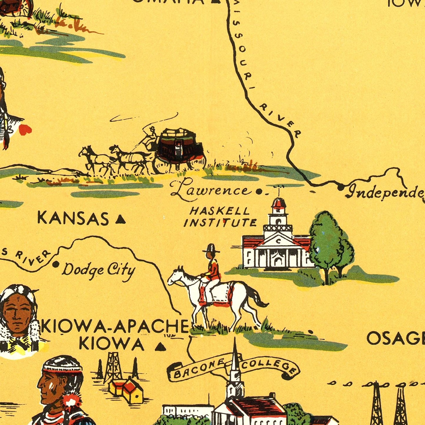Vintage Map of the United States, 1944