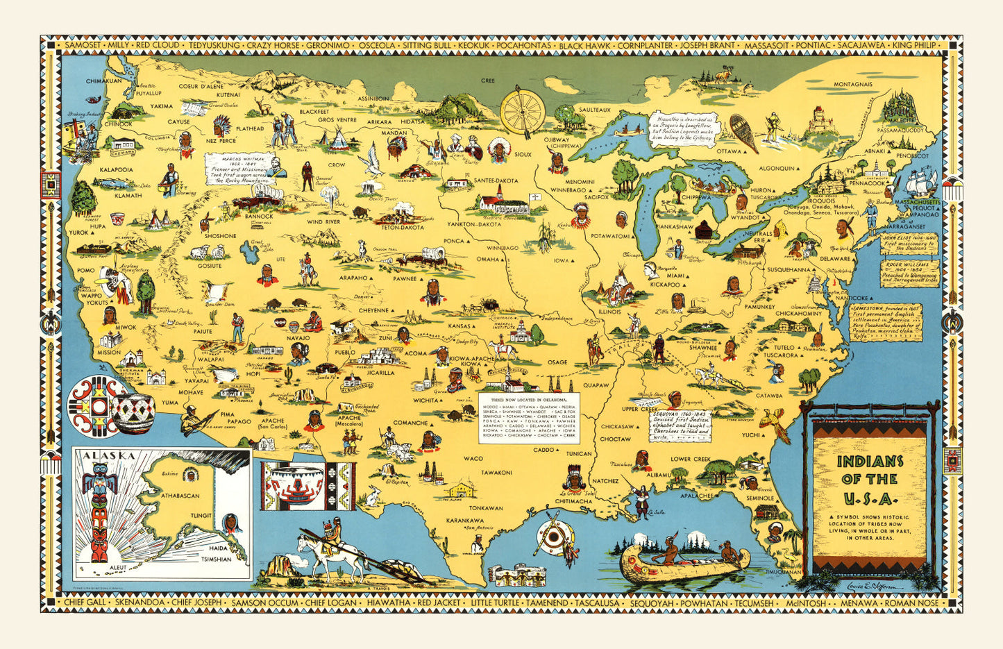 Vintage Map of the United States, 1944