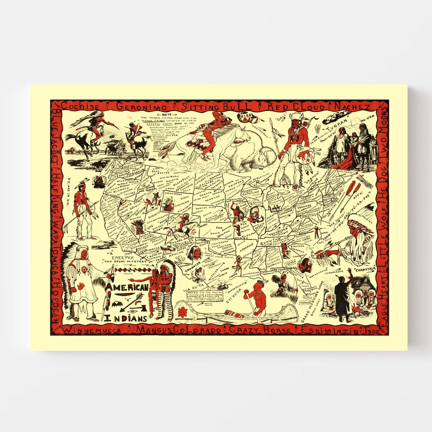 Vintage Map of the United States, 1952