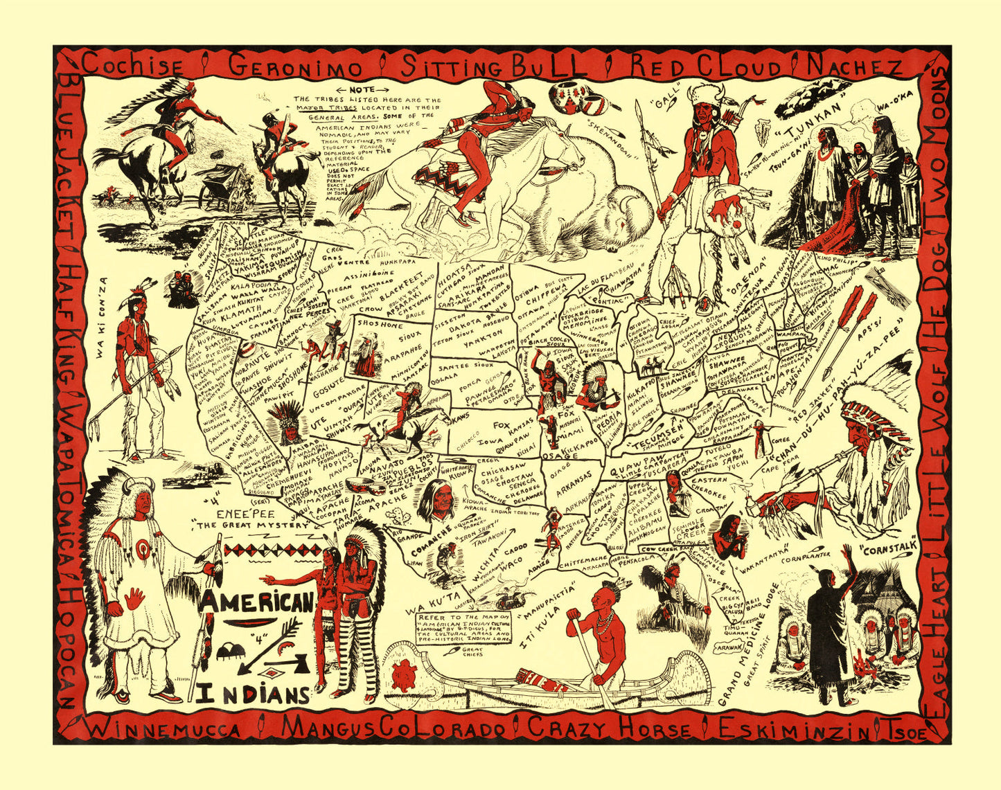 Vintage Map of the United States, 1952