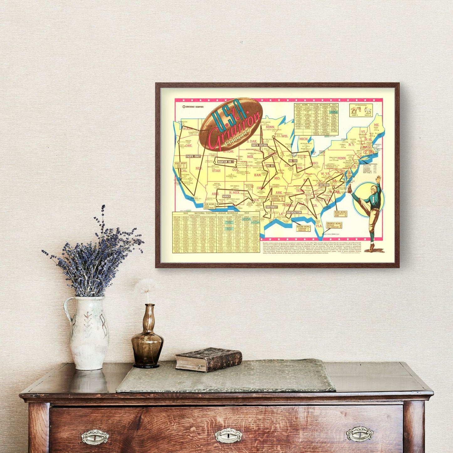Vintage Map of the United States, 1942