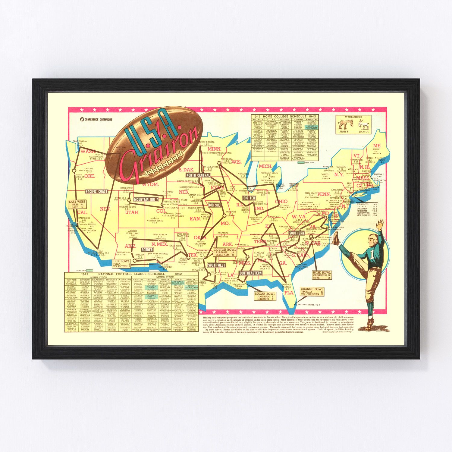 vintage map of the United States, 1942